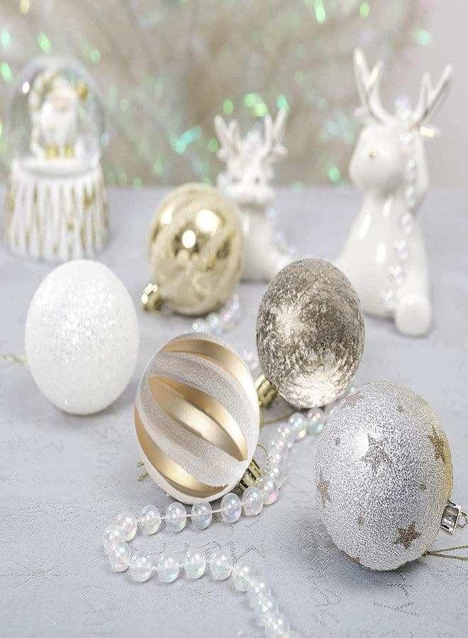SVNVIOZ Christmas Ball Ornaments Set, 20ct 60mm Elegant White and Gold Assorted Christmas Tree Decorations, Shatterproof Christmas Tree Hanging Ornaments for Xmas Decoration - Image 5